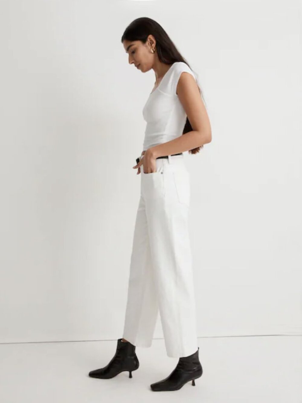 MADEWELL THE PERFECT VINTAGE WIDE LEG CROP JEAN WHITE RESORT COASTAL CHIC 29